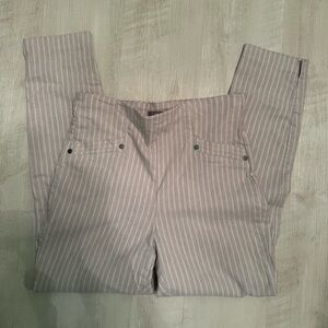 Striped Beige Capris Pants